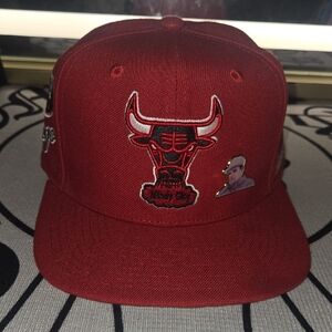 Red Mitchell & Ness Bulls Cap with Embroidered Logo size 7
